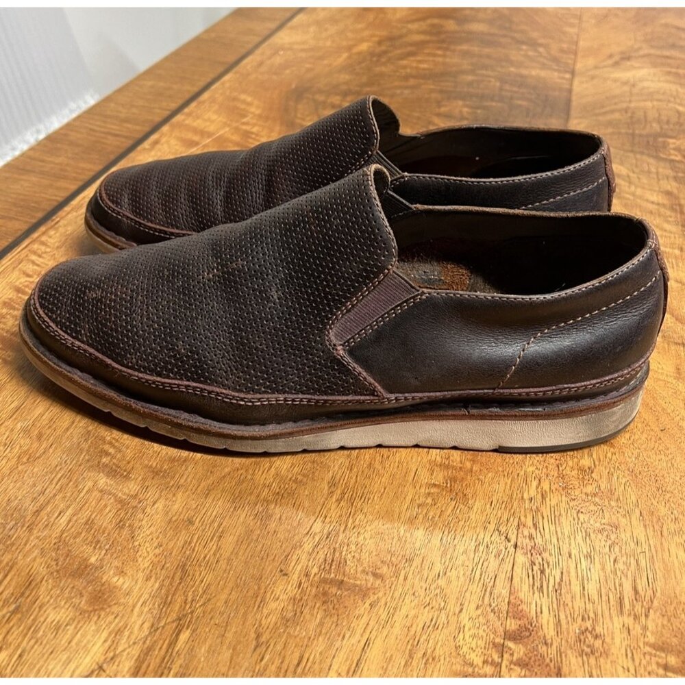 H.S. Trask Women’s 12 Leather Slip On Loafer Shoes Laser Cut Burgundy Brown